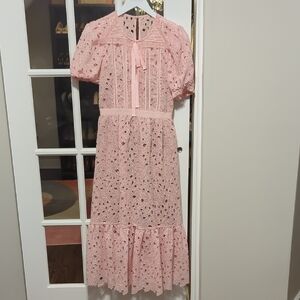 Self-Portrait Pink Lace Midi Dress